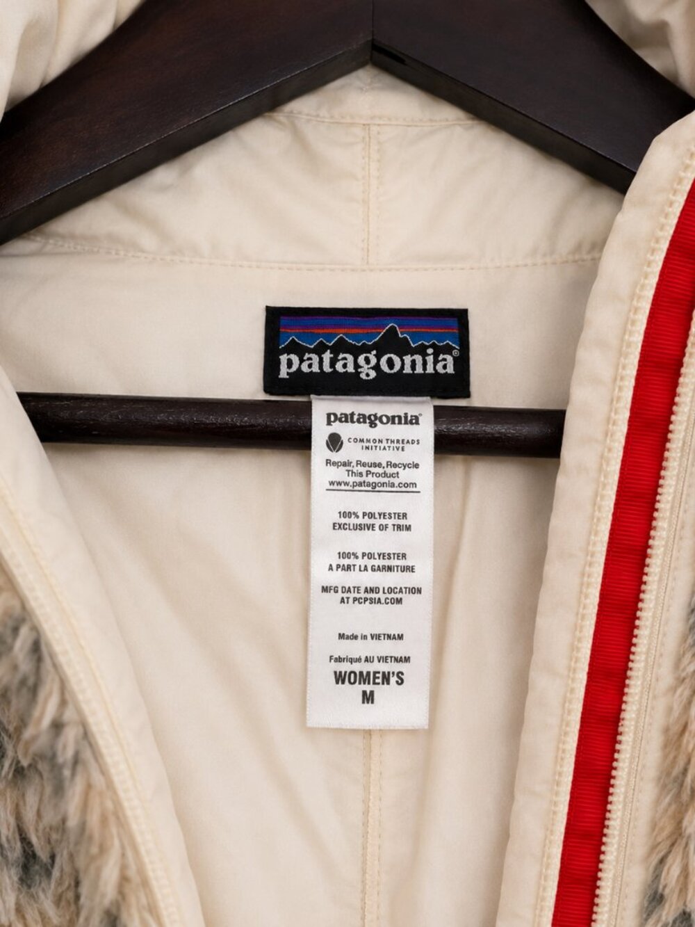 Patagonia Women's Los Gatos Fleece Hooded Jacket Size Medium Cream - Picture 2 of 3